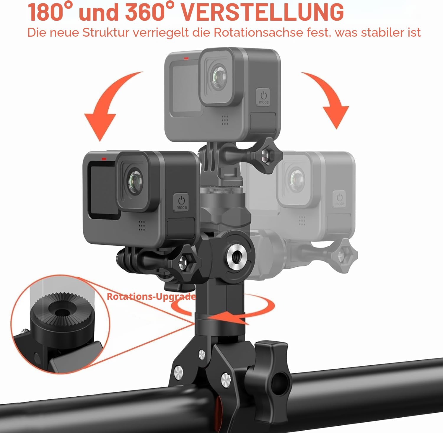 UNSTINCER Fahrrad Motorrad Lenker Kamera Halterung Schwerlast Klemme, Super Clamp mit 1/4 Gewinde und Action Cam Adapter, Selfie Stick Mount für Gopro Insta360 X5 DJI Akaso DSLR Monitor Stativ