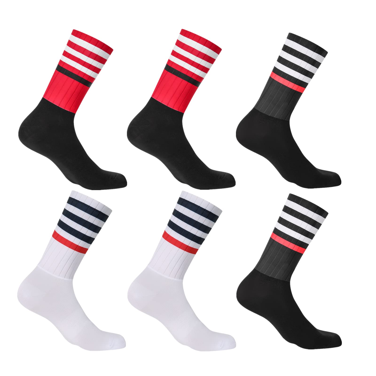 Socken Herren Anti Rutsch Silikon Aero Socken White Line Herren Fahrrad Sport Lauf Socken 6St