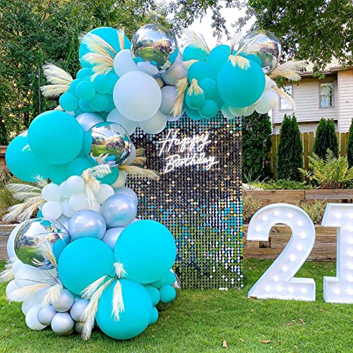 Image of Voircoloria 130pcs Teal Balloons Different Sizes 18 inch 12 inch 10 inch 5 inch Turquoise Blue Balloons for Boys Girls Baby Shower Wedding Anniversary Graduation Engagements Birthday Party Decorations
