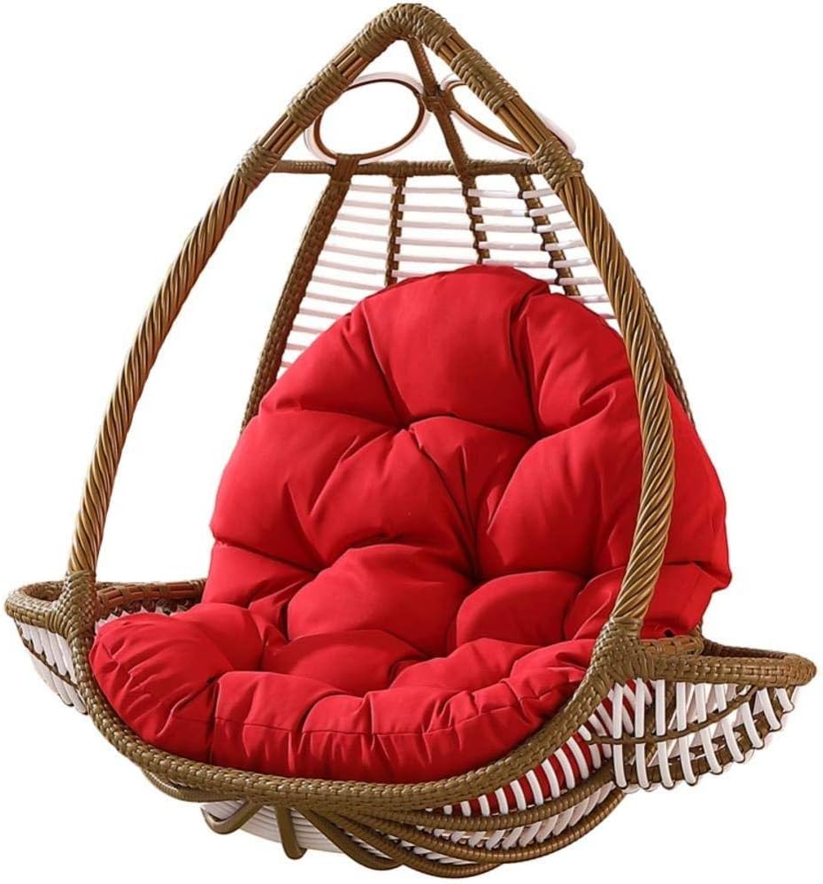 Hanging Egg Hammock Chair Cushion, Wicker Rattan Swing Seat Cushion,thick Round Rocking Chair Cushion Pad,non-slip Removable No Chair-gray,Red