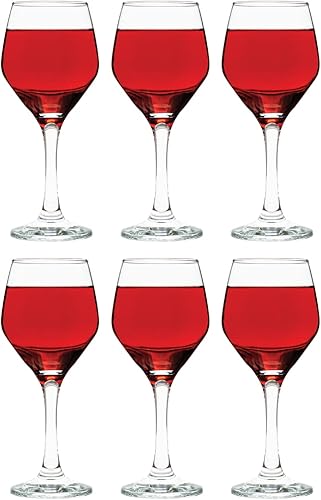 Vikko Copas de vino pequeñas, copa de vino de 8.75 onzas, juego de 6 copas de vino con tallo para vino tinto y blanco, copas de vino gruesas y