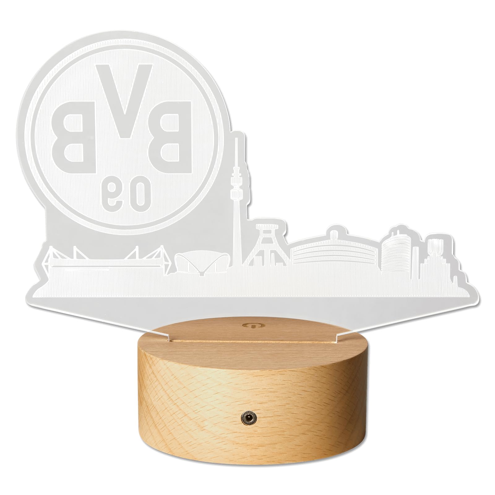 Borussia Dortmund Lampe LED BVB avec Skyline, emblème BVB et câble USB, marron