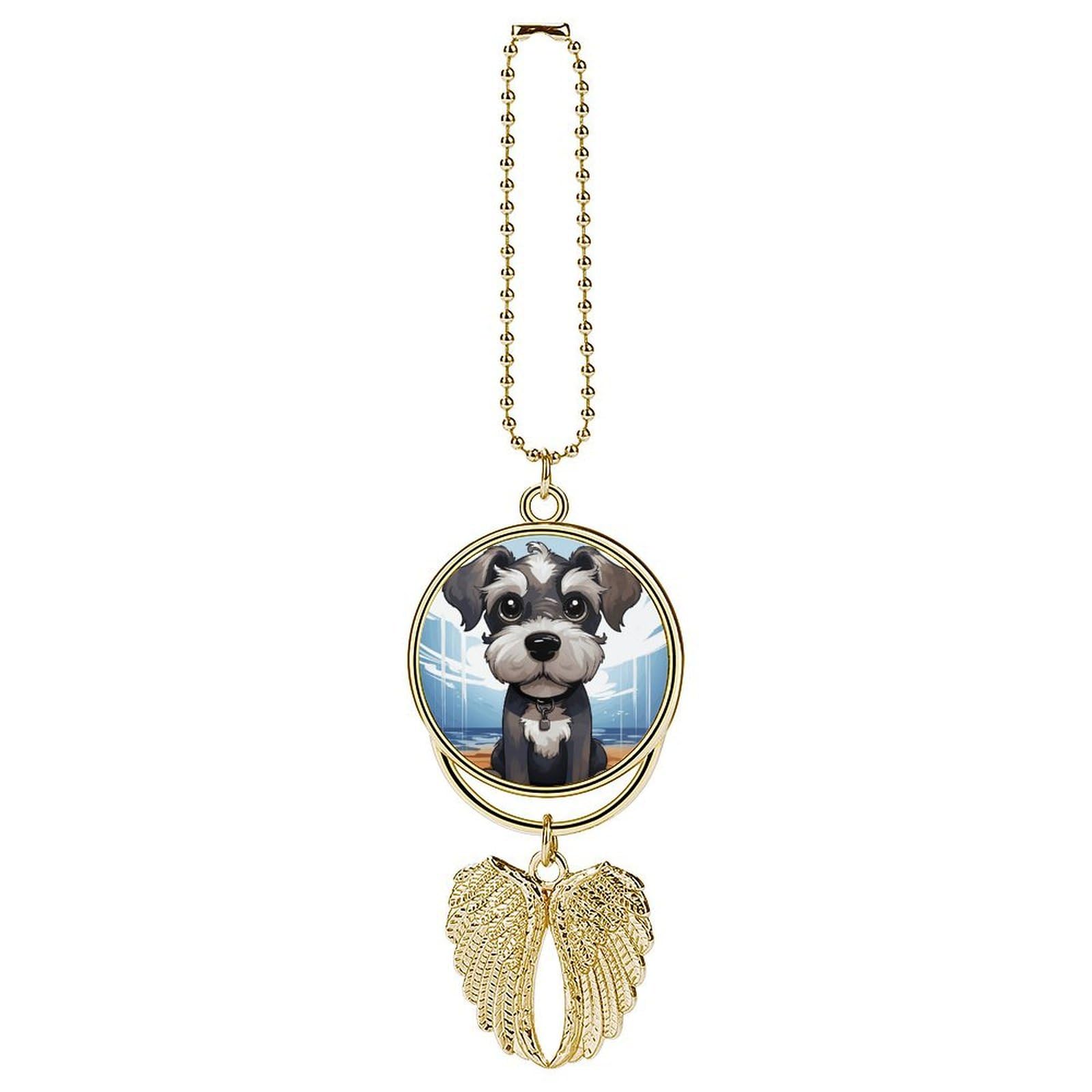 Adorable Schnauzer Car Pendant Rear View Mirror Hanging Ornament Auto Metal Charm for Aesthetic Interior Decor. Lucky Car Accessories Cute Funny Hanging Decor for Car Truck