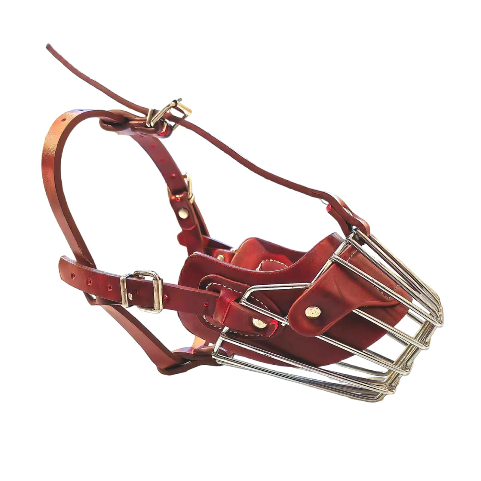 Kaganiec dla dużych psów, oddychający kaganiec psa, druciany kosz na, regulowany, duży otwór oddechowy, metalowy drut(Burgundy,XX Large)
