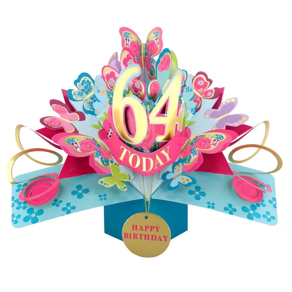 64 Today Happy 64th Birthday Pop-Up Greeting Card Love Kate's Pop Up Cards Her Design POP236MC64 โ image 1