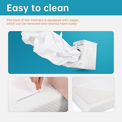 Miniatura 5 de BestMassage Colchón matrimonial de 10 pulgadas | Espuma viscoelástica de gel | Tacto firme medio | Blanco | Cama en una caja, certificado