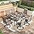 PHI VILLA 7 PCS Patio Dining Set, Outdoor Table & Chairs Set with Large Metal Table & 6 High Back Padded Outdoor Swivel Armerest Chairs, Patio Dining Furniture Set for Patio, Lawn, Garden, Porch