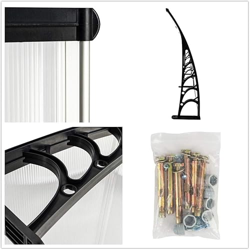 Miniatura 5 de Simply-Me Toldo de policarbonato para ventana de puerta, de 40 x 80 pulgadas, para puerta delantera, toldo para patio al aire libre, protección UV,