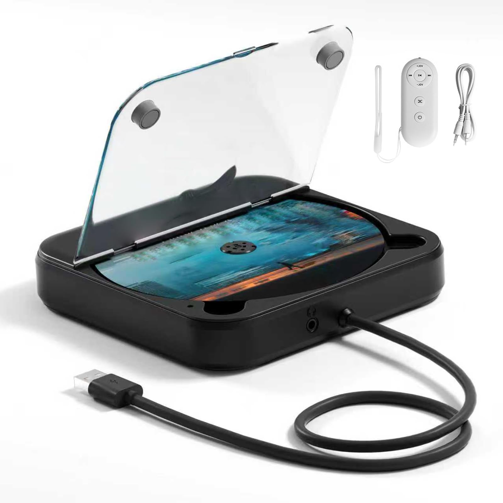 Lettore di dischi in ABS con connettività ausiliaria USB, perfetto per viaggi e pendolari