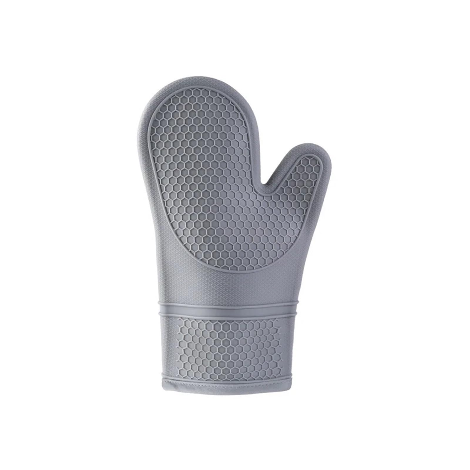 Silicone Oven Mitts 2PCS, Heat Resistant 500F Kitchen, 11.4" Soft Baking Gloves, For Cooking BBQ(GRAY)