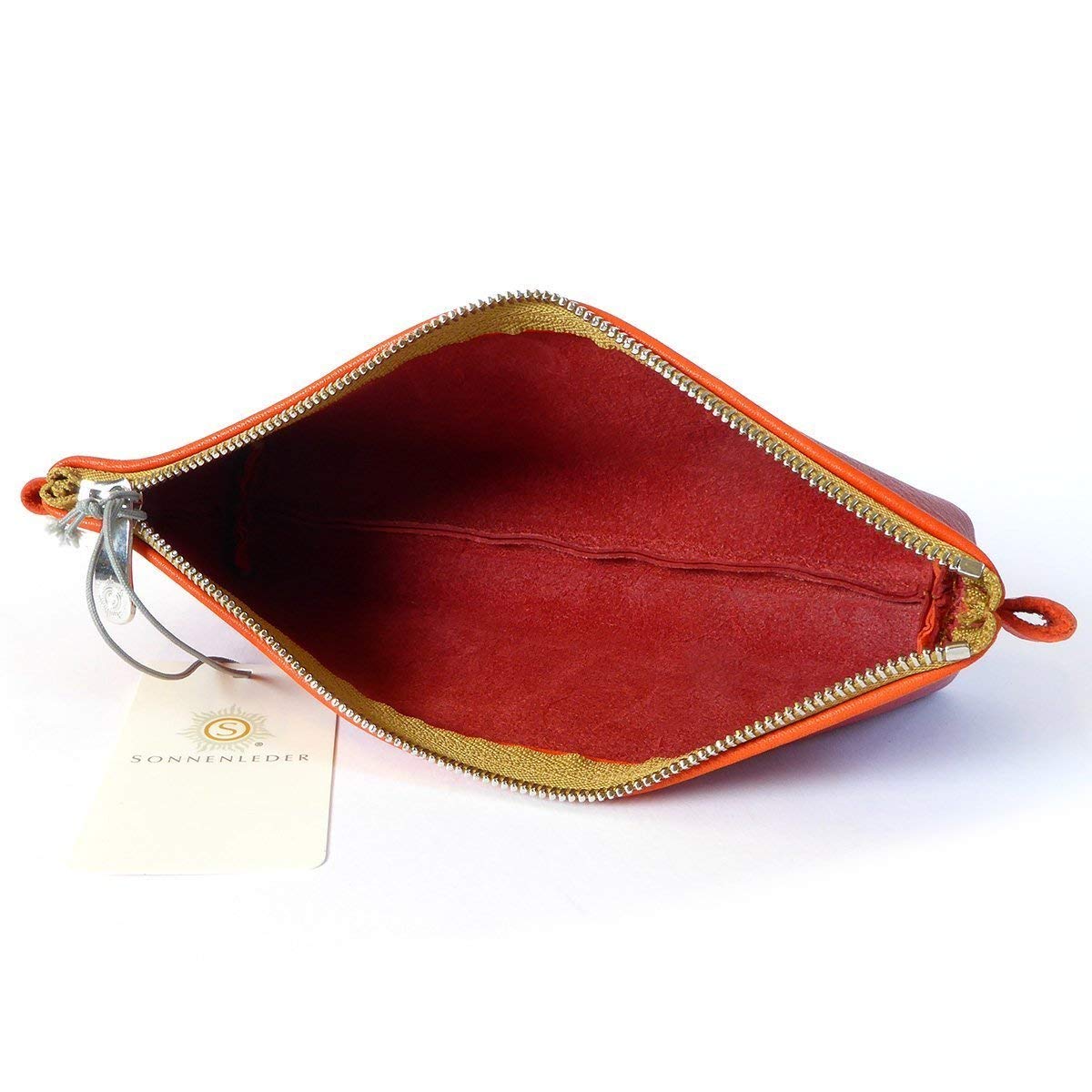 SONNENLEDER - hochwertiges Stiftemäppchen "BERIT" Farbe: Rot/Orange *Echtes Leder*