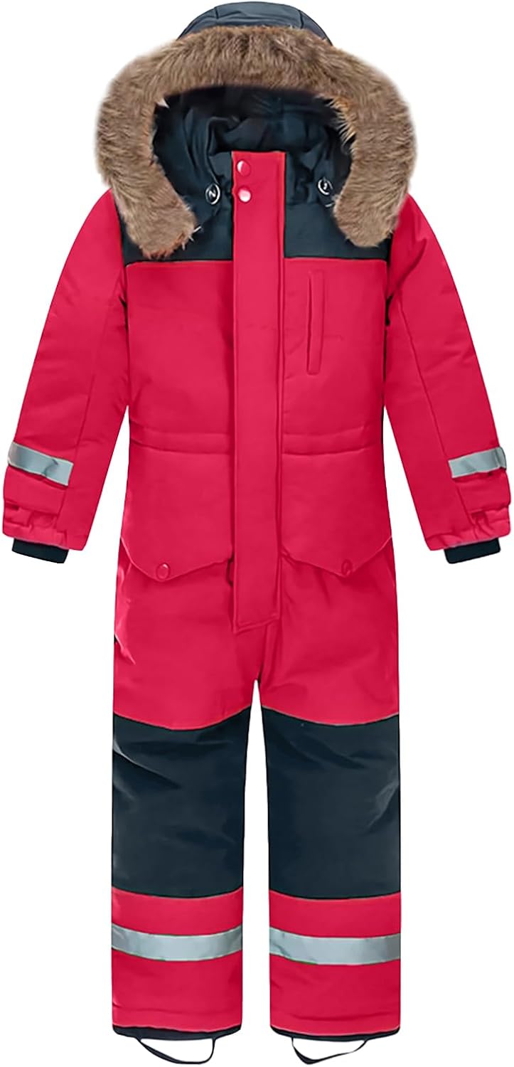 Amur Leopard Sneeuwpak voor kinderen, voor meisjes, warm, verdikt, skiën, snowsuit, waterdicht, winddicht, jongens, roze, 120 cm