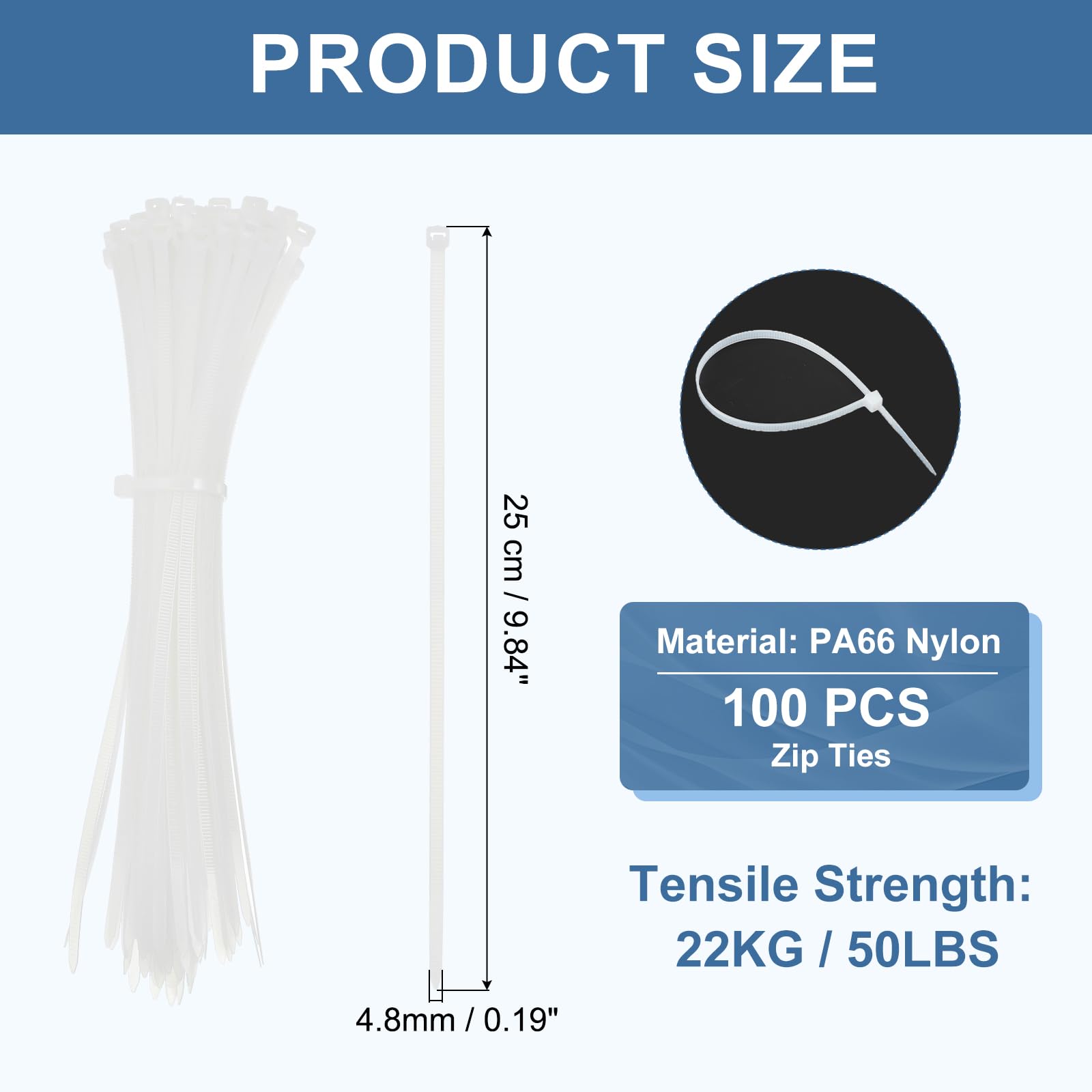 PATIKIL Cable Zip Ties 10 Inch - Image 2