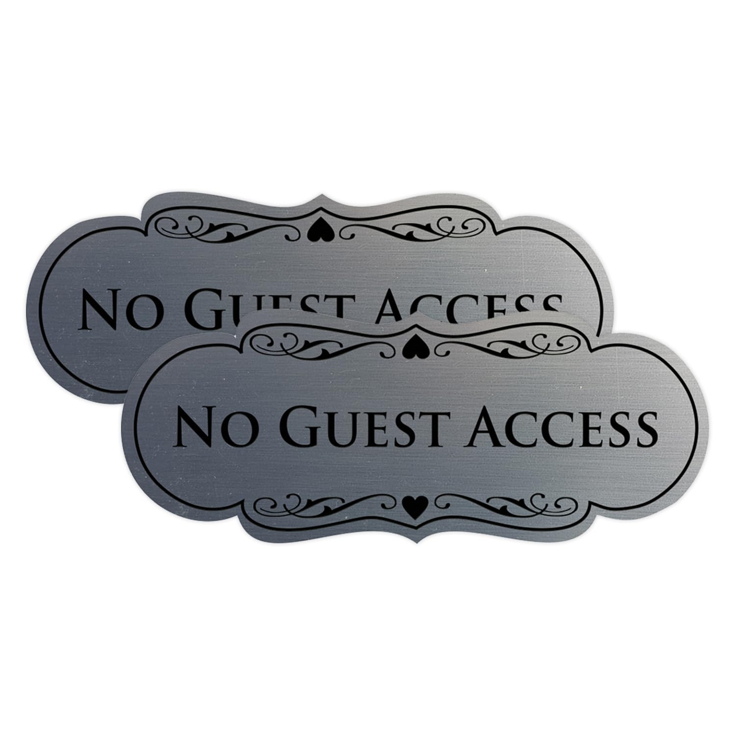 All Quality Designer No Guest Access Wall or Door Sign - Silver - Small (2 Pack)