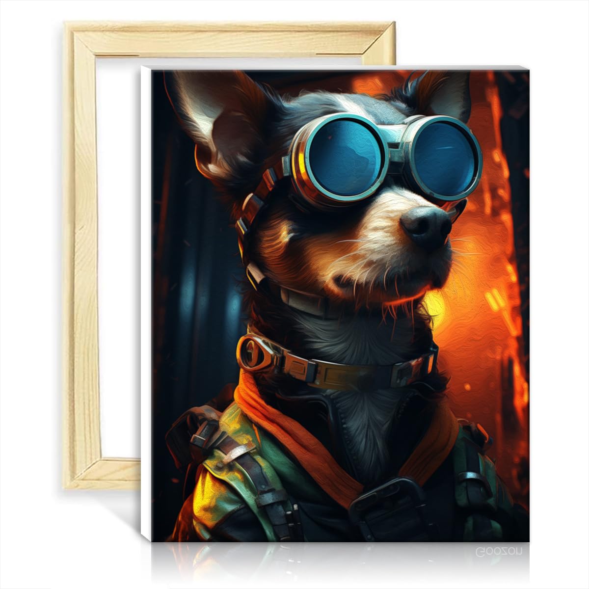 TANGFEIY Paint by Number a Dog Glasses Collar DIY Oil Painting Kits on Canvas with Brushes and Acrylic Pigment on Canvas Painting Art Crafts with Frame(30x40cm)