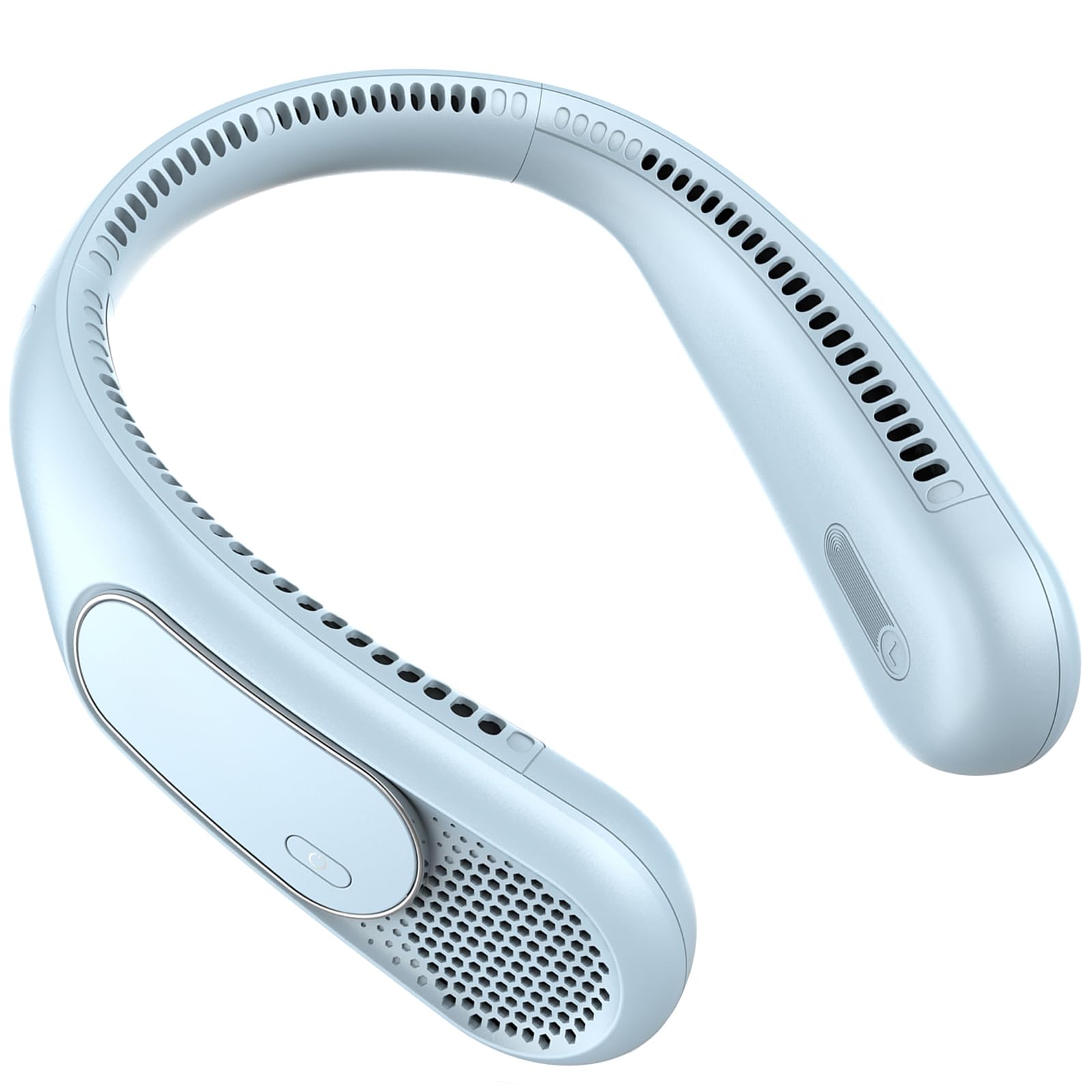 Dnenellr Ventilatore da Collo 6000mAh, Ventilatore Collo Senza Pale Portatile, 4 Velocità, Ricaricabile USB, Lunga Autonomia, per Viaggio, Ufficio ed Esterno (Blu)
