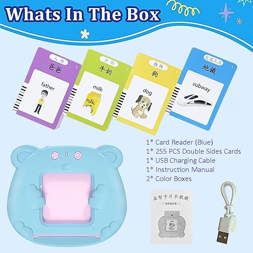 Miniatura 5 de RT&BS Tarjetas didácticas hablantes en inglés cantonés, juguetes de aprendizaje trilingüe, regalos para aprender mandarín cantonés e inglés para