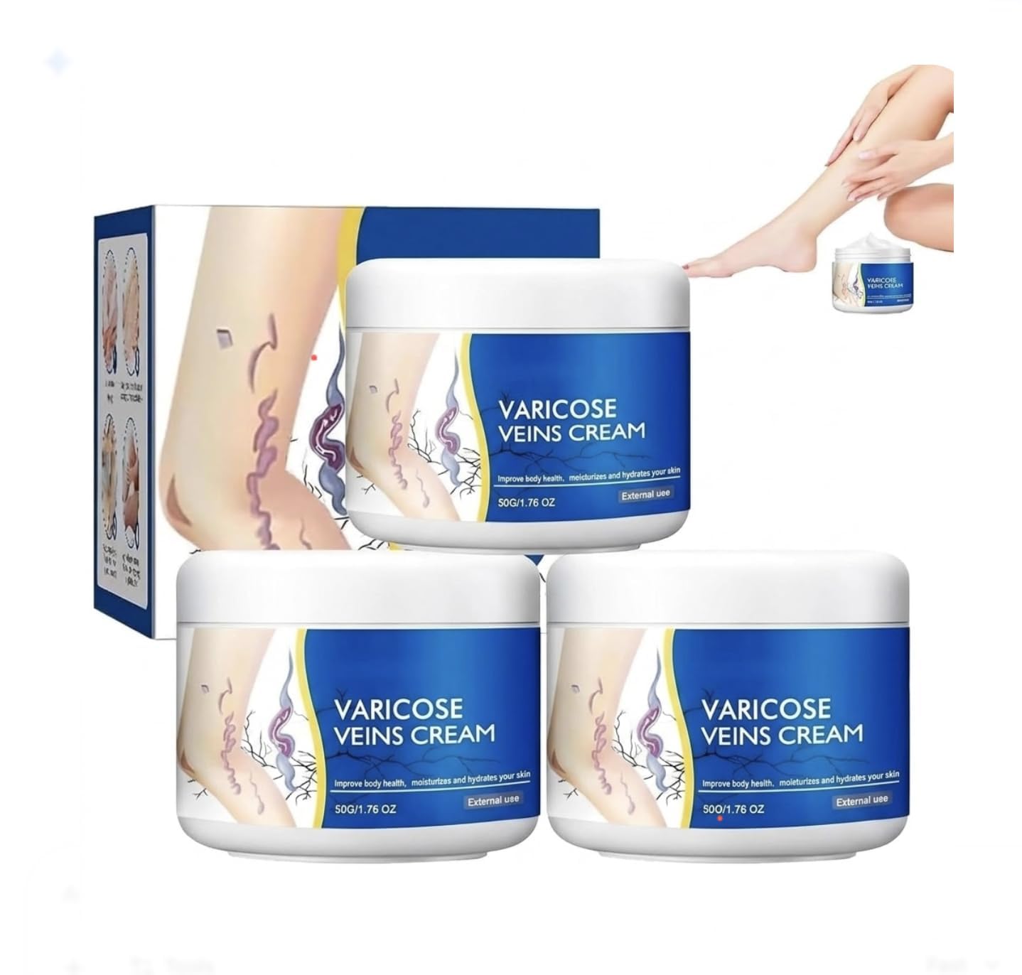 Varicose Veins Relief Cream | Herbal Formula with Horse Chestnut, Witch Hazel & Menthol | Soothes Swelling, Spider Veins & Leg Fatigue | Fast-Absorbing, Non-Greasy Lotion (50gm, Pack of 1) — Amazon image 6