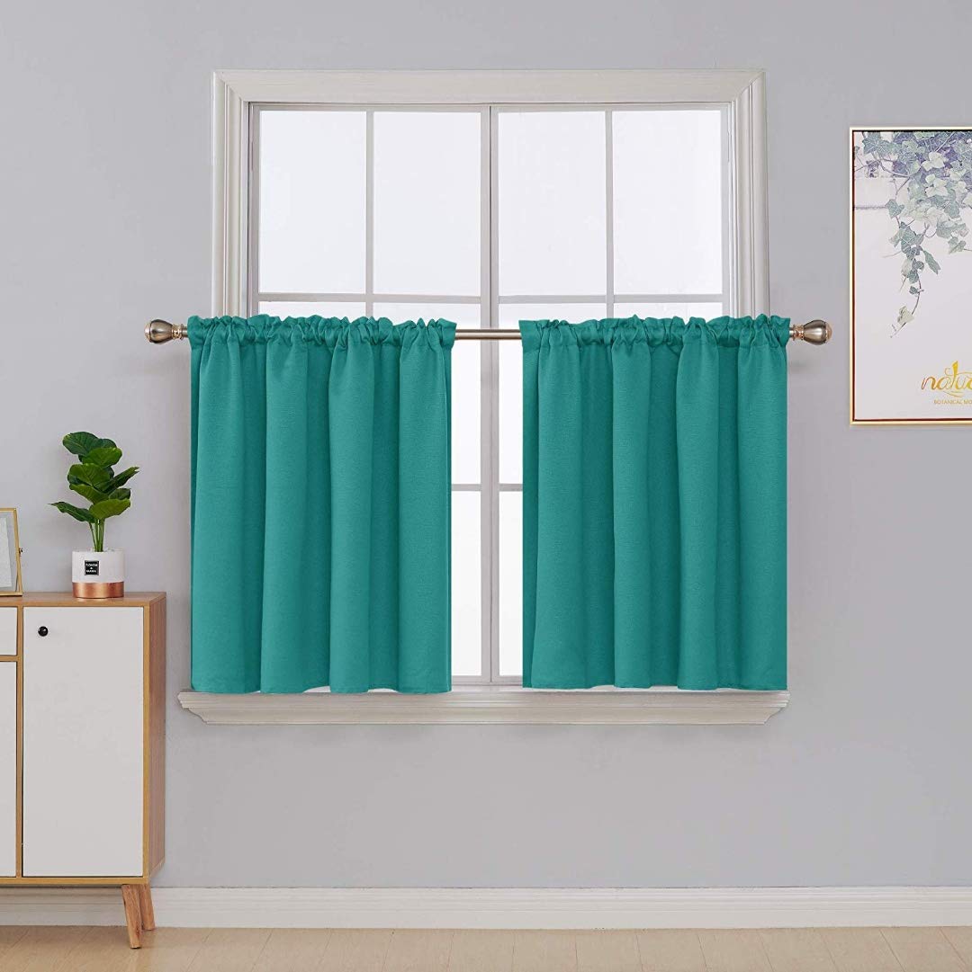 Comfy Home Washroom/Kitchen Window Gather Rod Pocket Blackout Curtain Pack of 2 Piece (Width - 46" Inch X 24" Inch - Length) Turquoise (B0826M4S5Z) Amazon Price History, Amazon Price Tracker