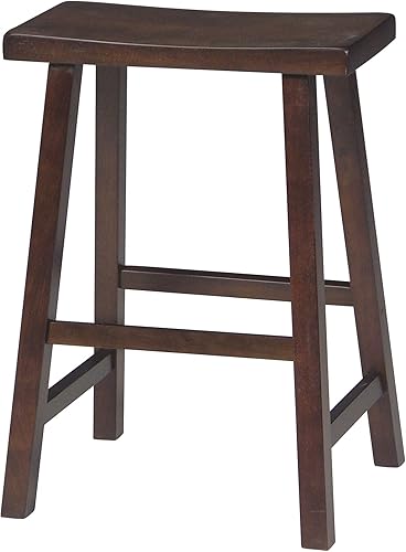 Miniatura 44 de IC International Concepts, Taburete para asiento de sillín-24 pulgadas de alto, madera sólida/real, madera de parawood resistente, Diy, listo para