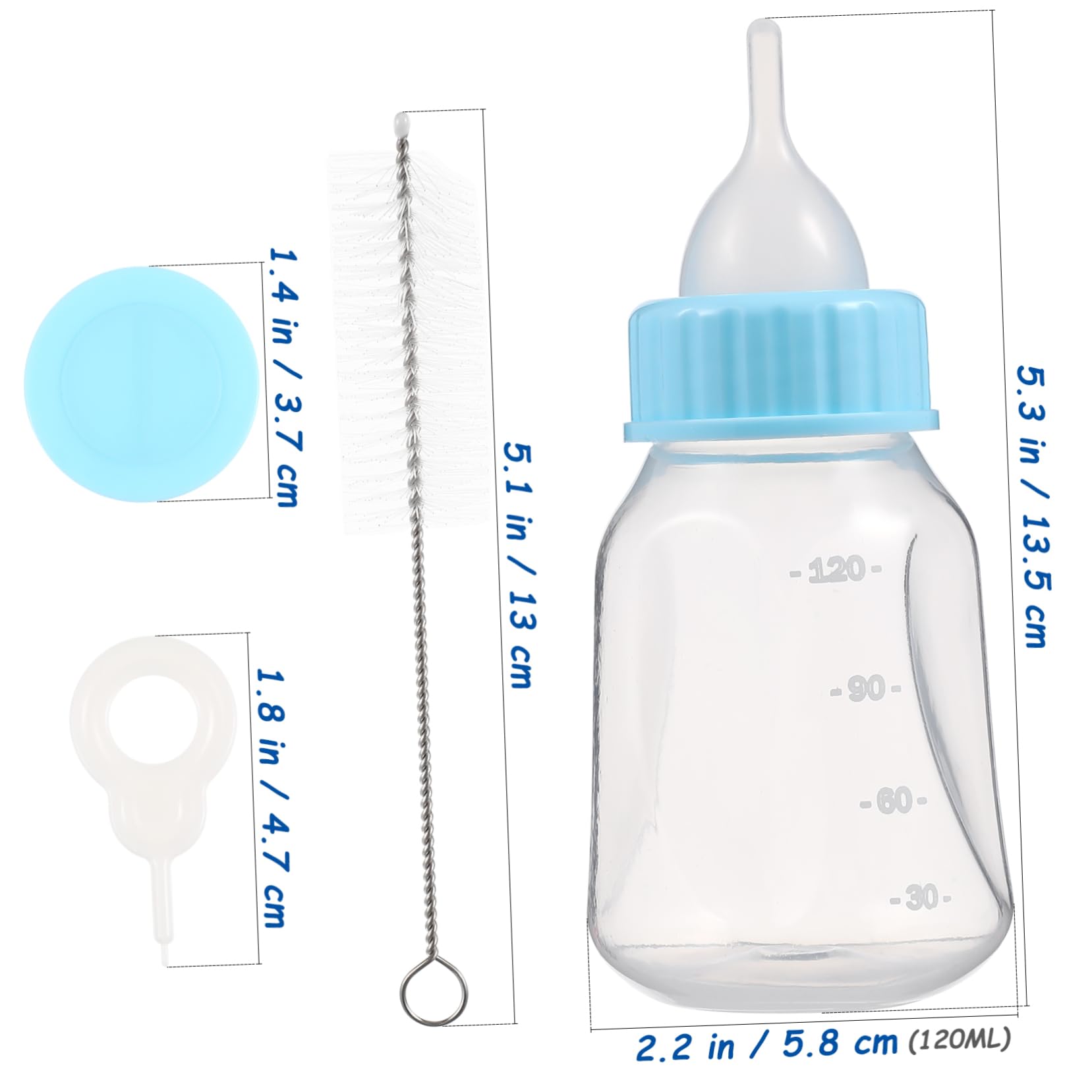 SEWOART 120ml Pet Nursing Bottle Set Kitten Feeding Supplies Small Animal Bottle