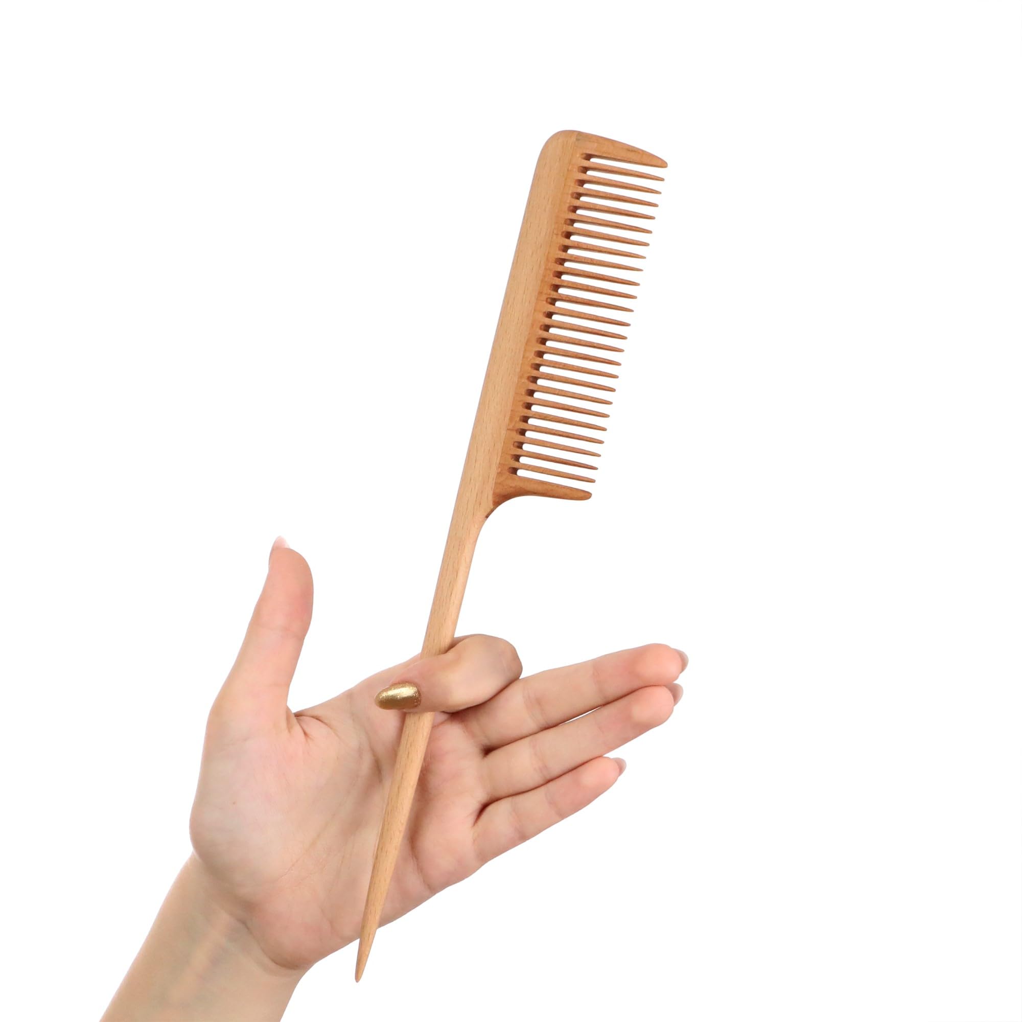 Peine de madera de dientes anchos | Cepillo ancho de madera para cabello | Cepillo de pelo natural | Cepillo de pelo de estilo vintage | Peine de madera para un peinado suave | Peine antiestático