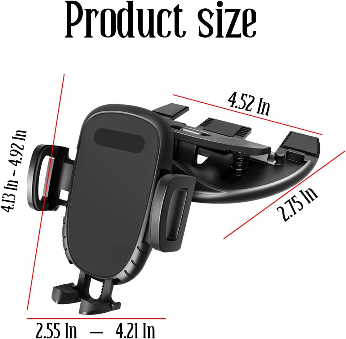 Car Phone Holder for CD Slot, Cell Phone Mount for CD Player, Magnetic or One Button Release, Silicone Pad Protection and 360° Rotation, Compatible with All iPhone, Android, Smartphones Clip/Black