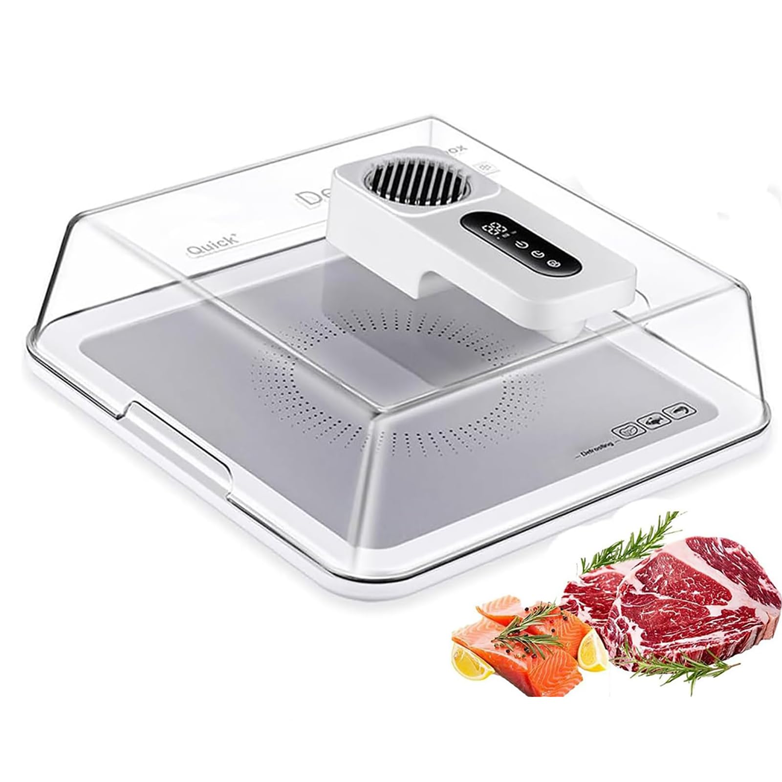 Vassoio elettrico per scongelamento degli alimenti, scatola di scongelamento da 4,2 l con coperchio, controller intelligente per scongelamento rapido, design ricaricabile, ideale per campeggio e