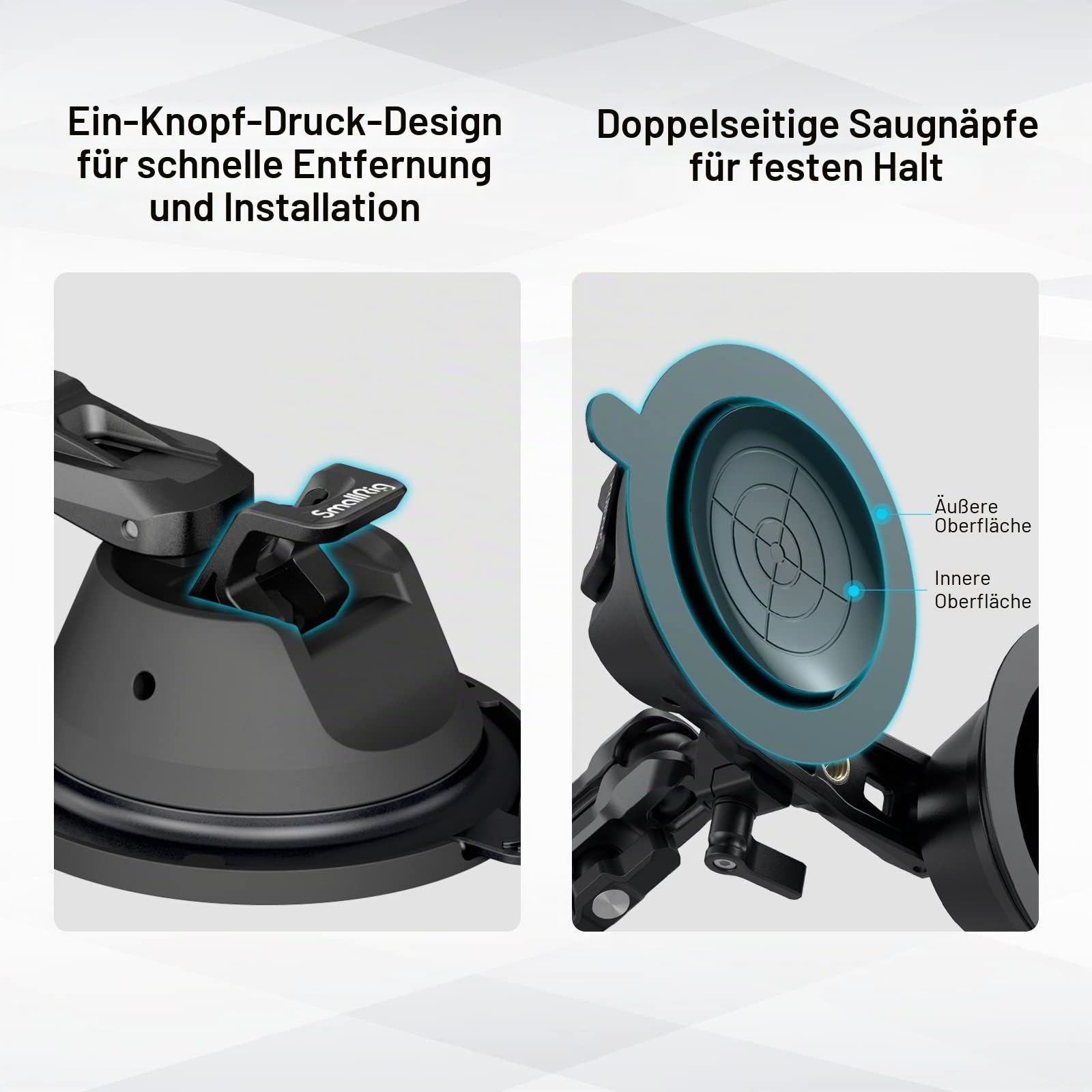 SMALLRIG Suction Cup Mount für GoPro, zur Windschutzscheibe & Autofenster, SaugnapfHalterung für Sony DSLR, leichte Kameras, Fahrzeugaufnahmen, Vlogging, Action-Kameras, mit Action-Kamera-Halterung