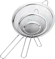 Kit Peneiras Inox 3 Peças 8cm 10cm 12cm – Aço Inoxidável, Malha Fina, Ideal para Cozinha, Farinha, Café e Chá