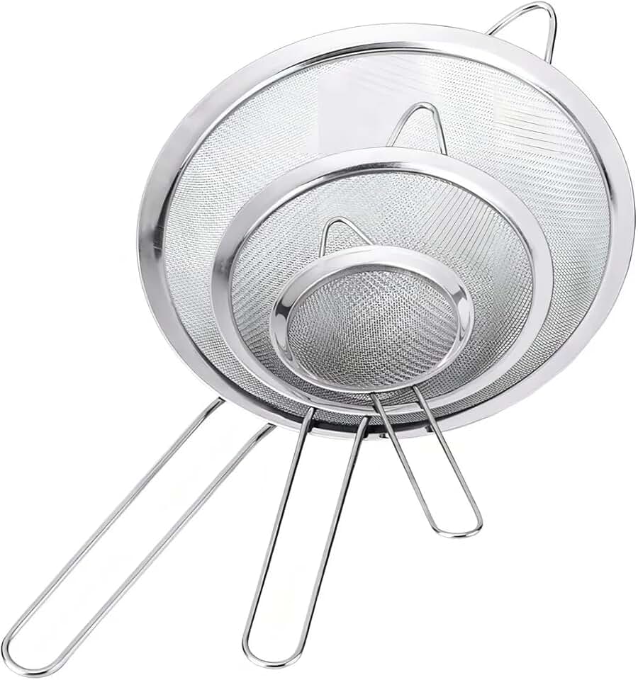 Kit Peneiras Inox 3 Peças 8cm 10cm 12cm – Aço Inoxidável, Malha Fina, Ideal para Cozinha, Farinha, Café e Chá