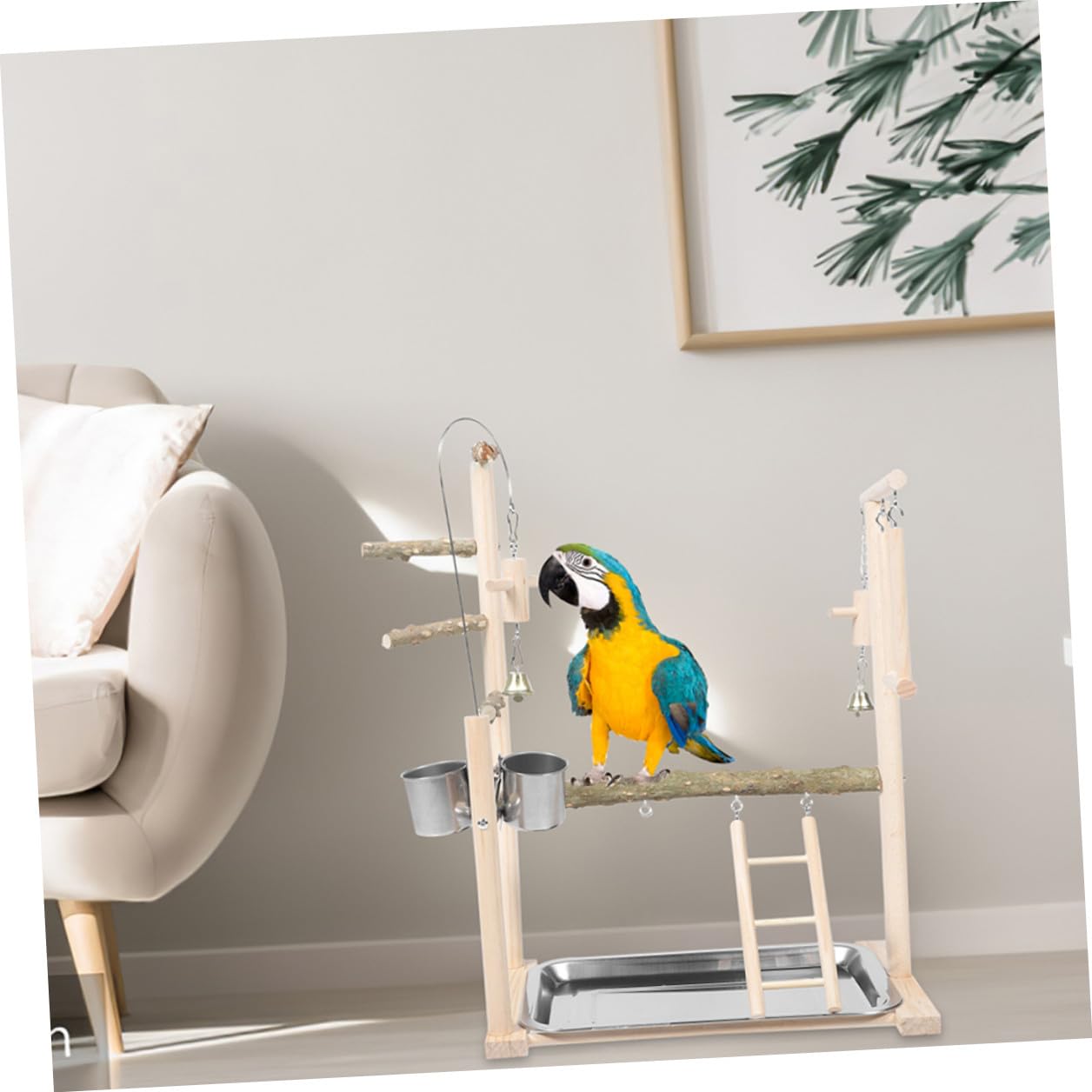 Toddmomy Parco Giochi per Pappagalli con Supporto da Pavimento in Plastica Stabile, Gioco Interattivo Elegante per Pappagalli e Cocorite, per Decorazione della Casa