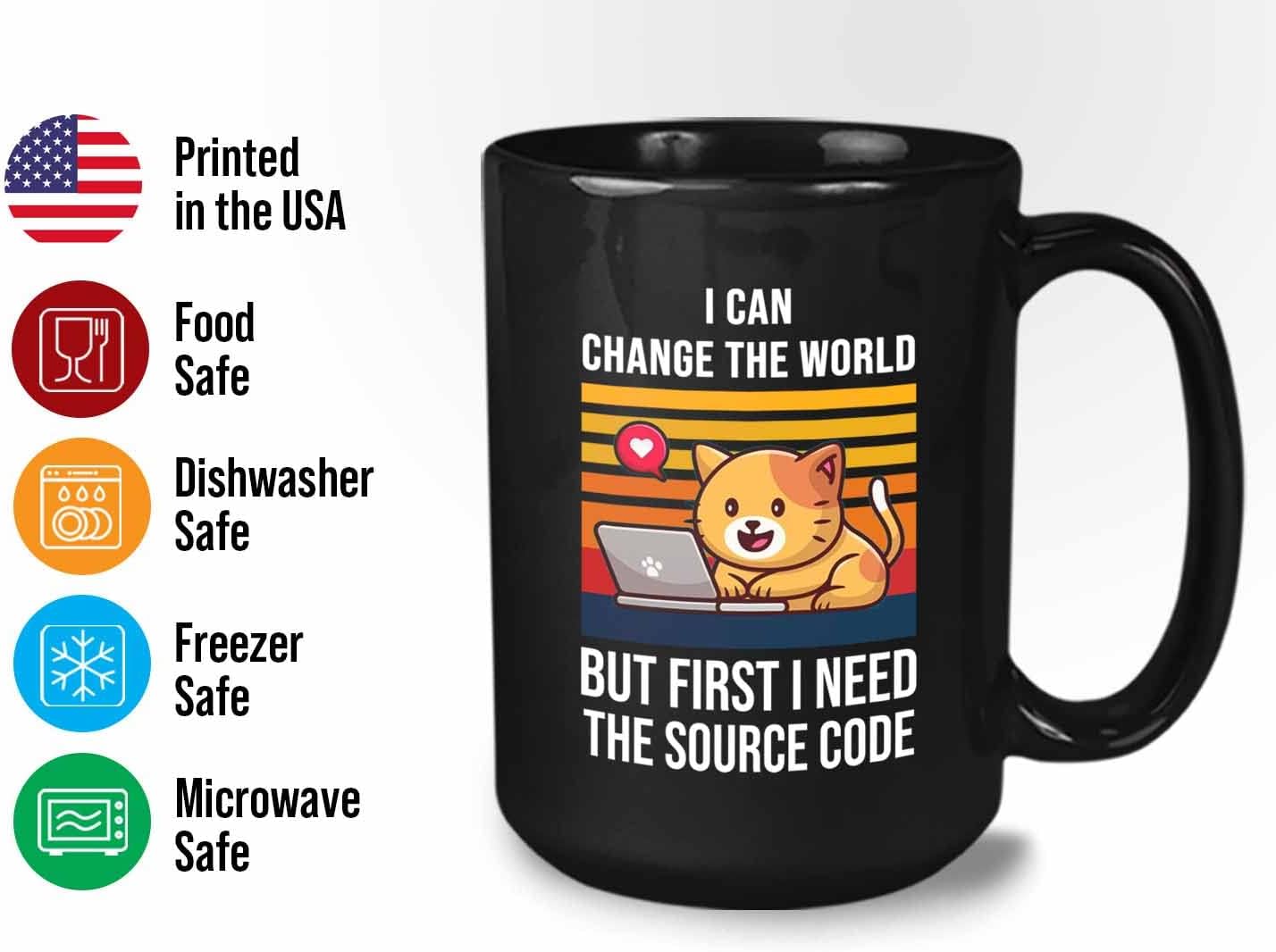 Bubble Hugs Programmer Coffee Mug 15oz Black - I can change the world - Computer Geek Software Engineer Nerd Programmer Coding Cat Lover Animal Lover