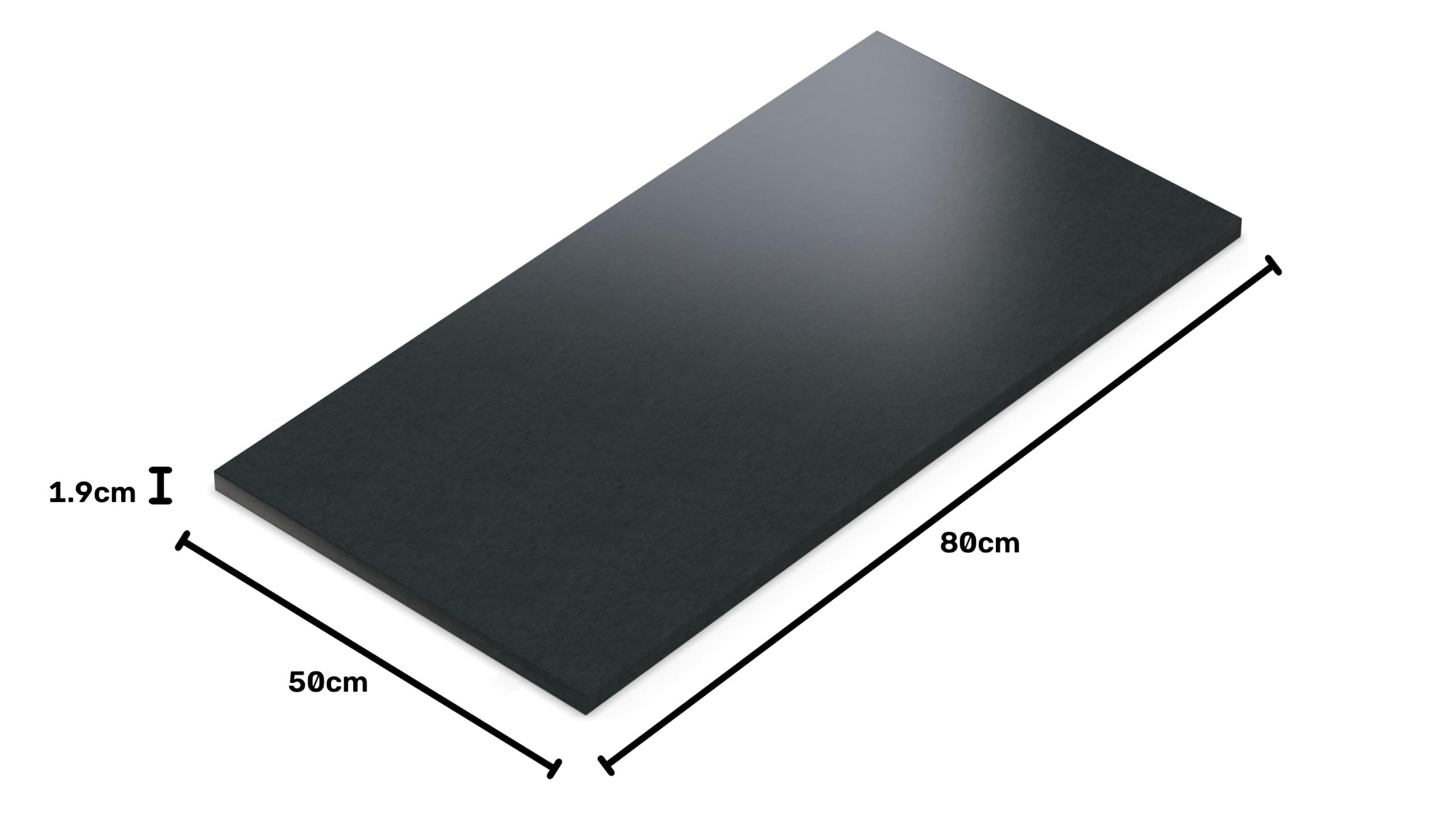 AUPROTEC Tischplatte 19mm Alux Schwarz 80x50 cm I Spanplatte mit 2mm ABS Kante & PU-Verleimung I melaminharzbeschichtet I elegant & wasserabweisend