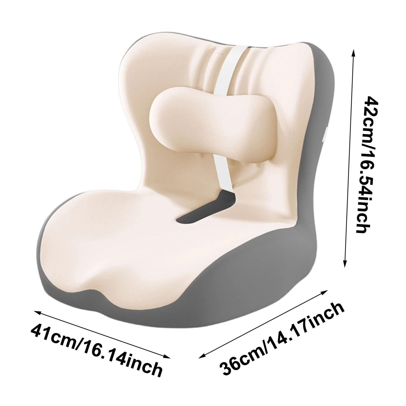 Generisch Cojín de espuma viscoelástica en forma de L integrado con soporte lumbar, cojín ortopédico para silla de oficina, respaldo ergonómico y cojín para el hogar, coche, silla de ruedas y sillas