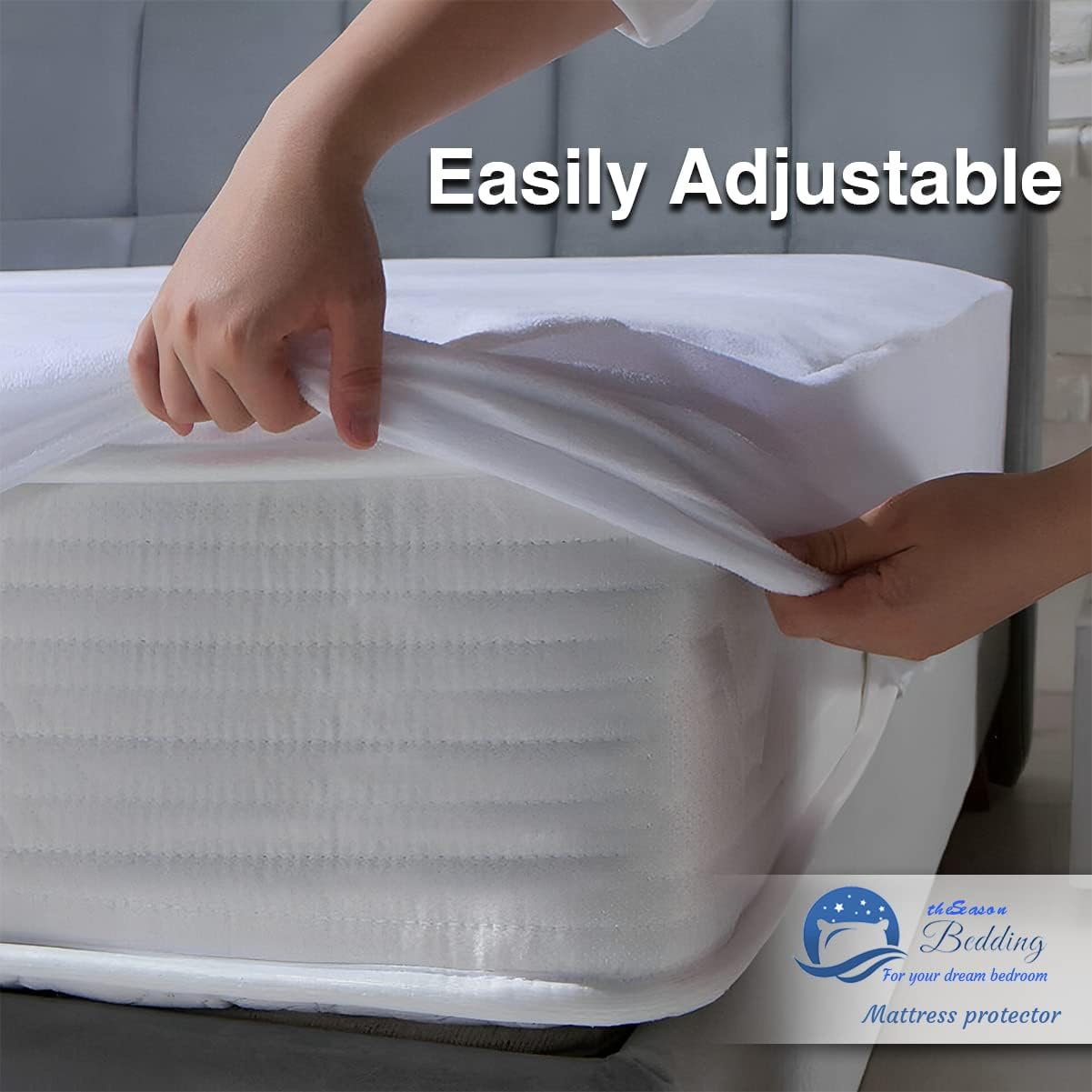 Turkish Cotton Blend Mattress Protector Providing Reliable Waterproof Overlay Flexibility Moisture Protection Care for Skin Mattress Cover, White, White, Twin