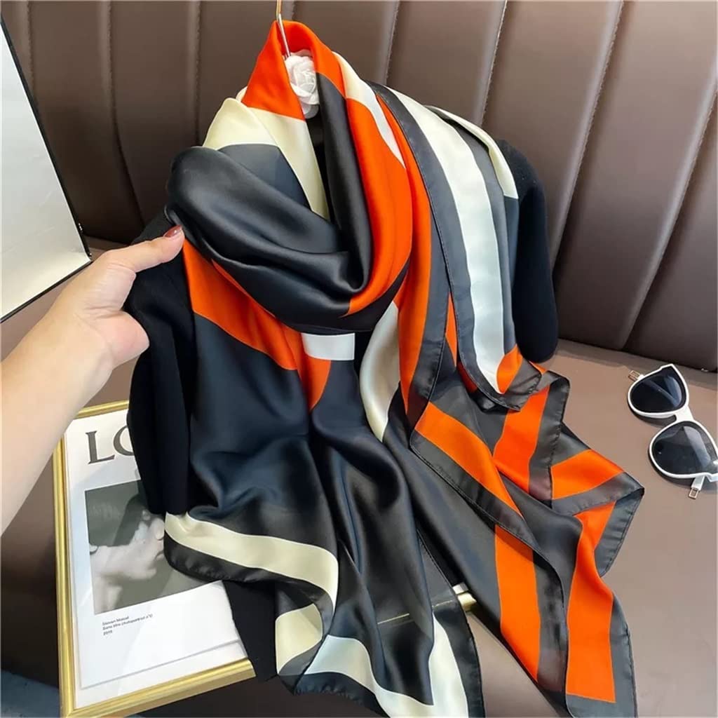 Pañuelo Estampado Mujer Pañuelo de Seda Mujer Retro Diadema Playa StoleHijab Chales y envolturas Bandana (A 90x180cm)