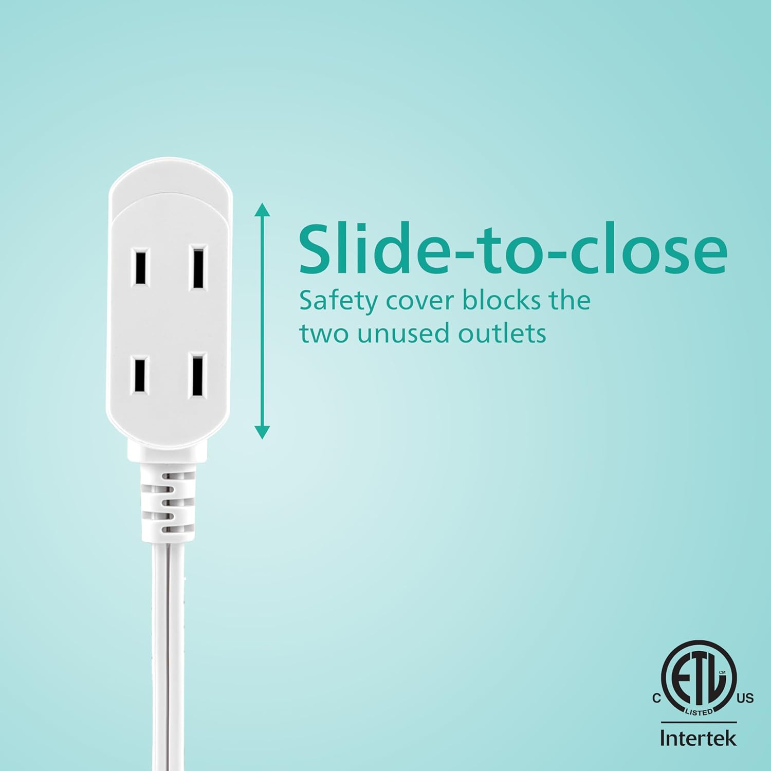 Philips 3-Outlet Flat Plug Extension Cord - 6 Ft, Indoor Use, Safety Slide, 2 Prong White, ETL Listed SPS3613W/37