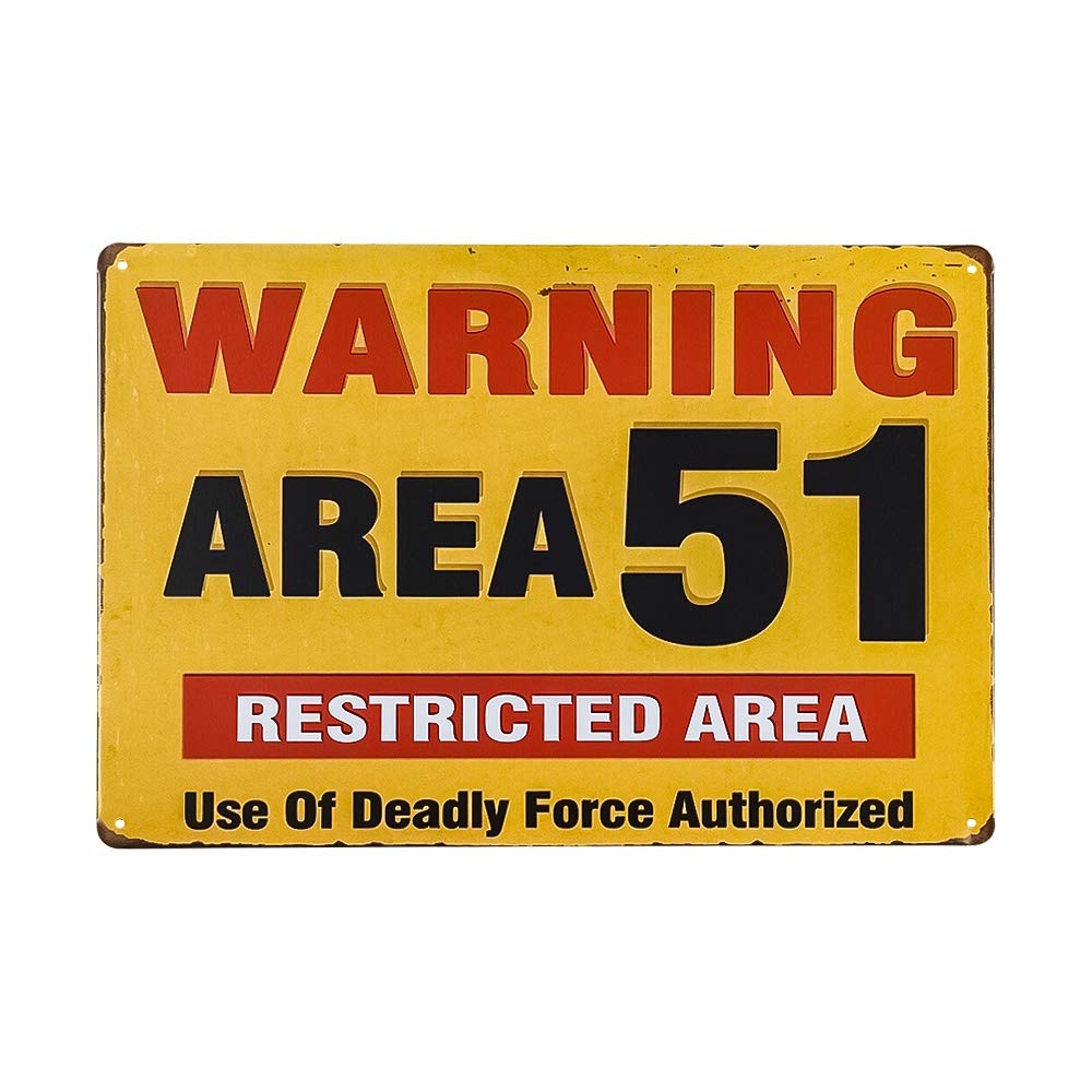 Vintage Metallschild „Warning Restricted Area 51“ – 30,5 X 20,3 Cm, Wanddekoration