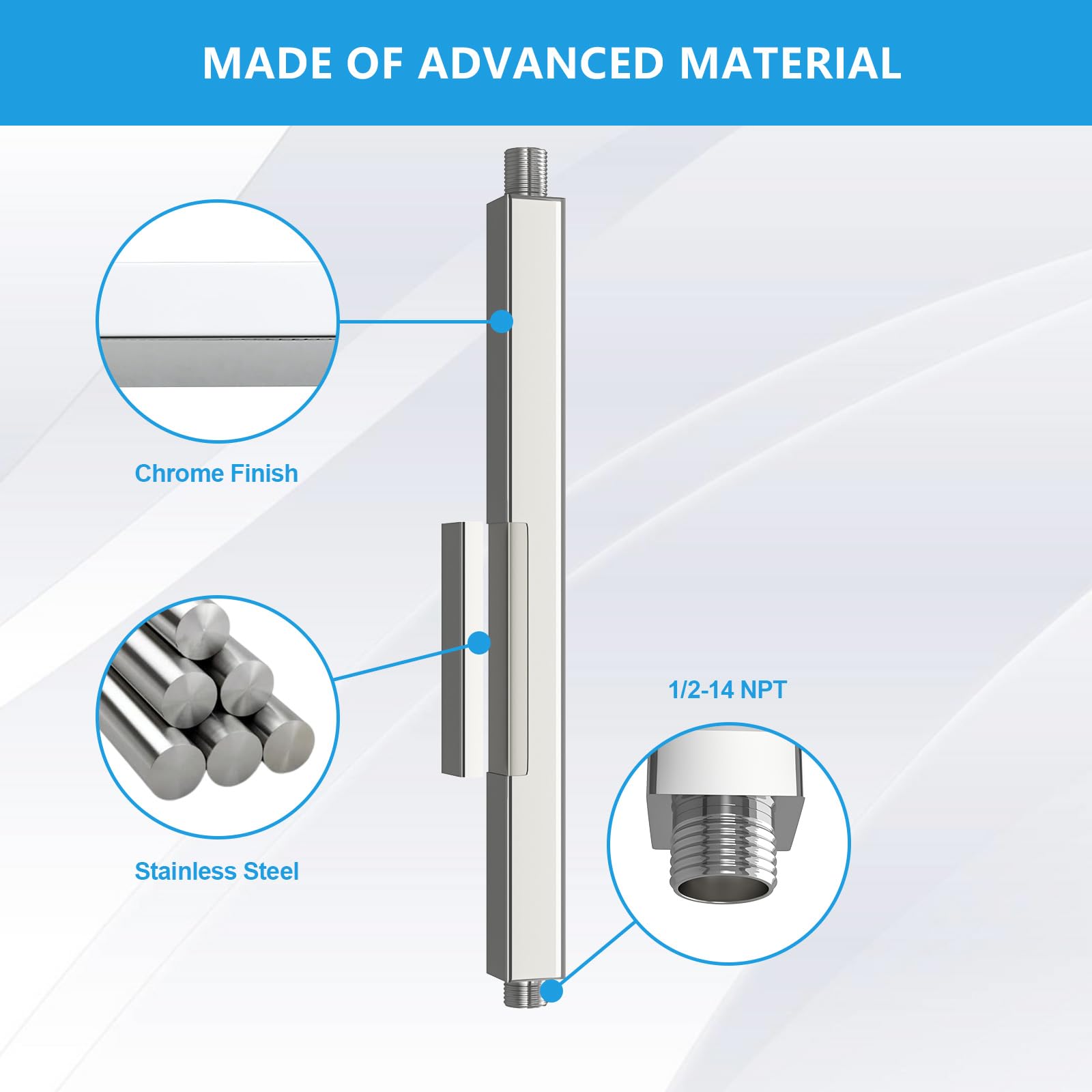 Lordear Rallonge De Douche De 40,6 Cm – Extension De Pommeau De Douche En Nickel Brossé