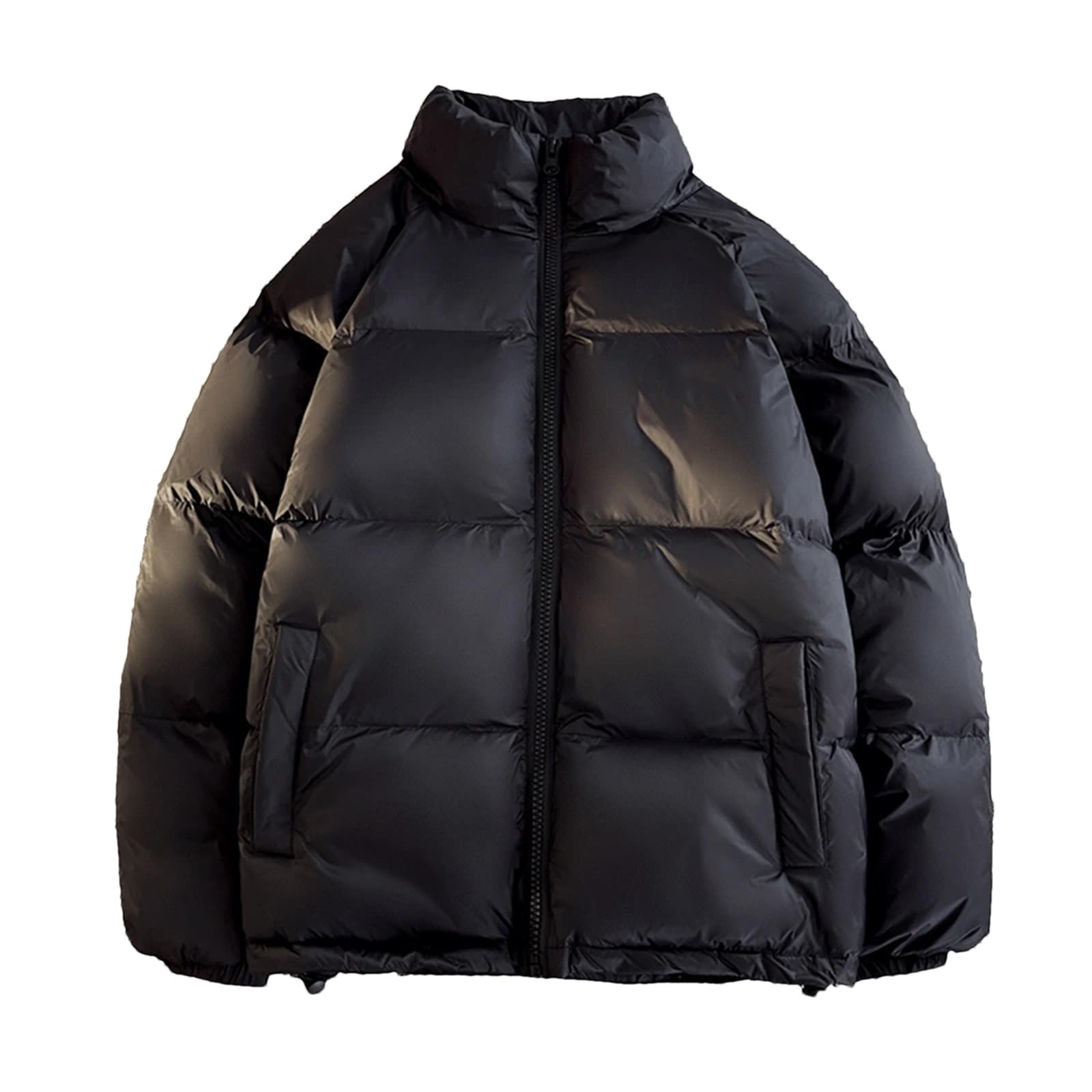 Dcvmvmn Mens Winter Stand Collar Long Sleeve Down Jackets Casual Thick Warm Short Puffer Coats