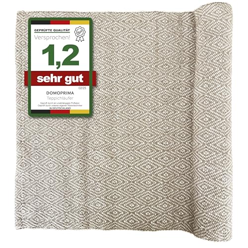 DOMOPRIMA Teppichläufer 70x140 cm Rutschfester Unterseite, waschbar, OEKOTEX Zertifiziert, für Fußbodenheizung geeignet – Wohnzimmer, Flur, Küche & Schlafzimmer (beige-Creme)