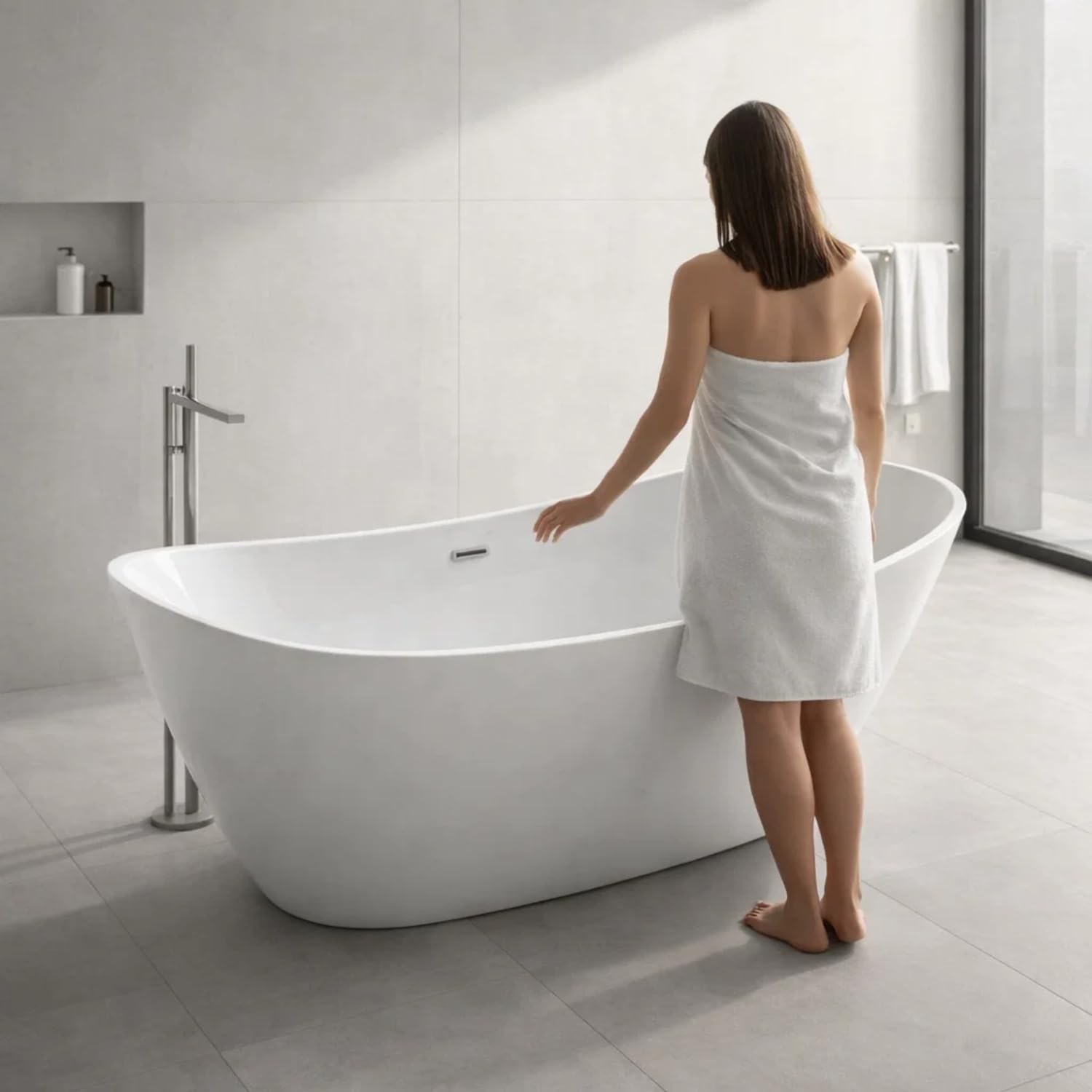 ZANZIBAR AIR Vasca Idromassaggio Freestanding in Acrilico, Bianco Lucido, 170 x 80 x 72 cm, 70 kg, 240 Litri