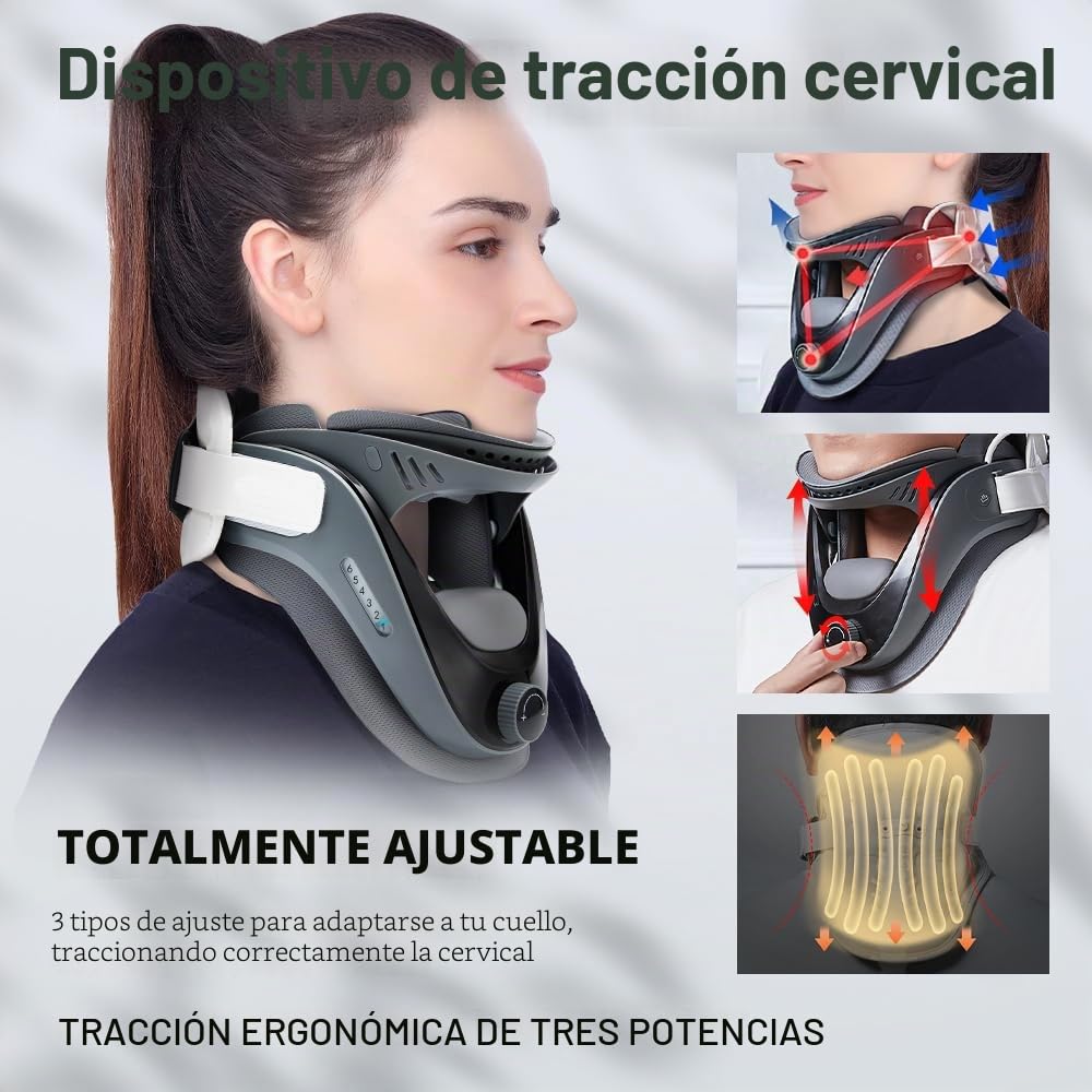 HEYOUTH Dispositivo de Tracción Cervical Ajustable y Ligero - Soporte para Cuello con Airbag, Alivio Dolor y Alineación Vertebral para Uso en Hogar