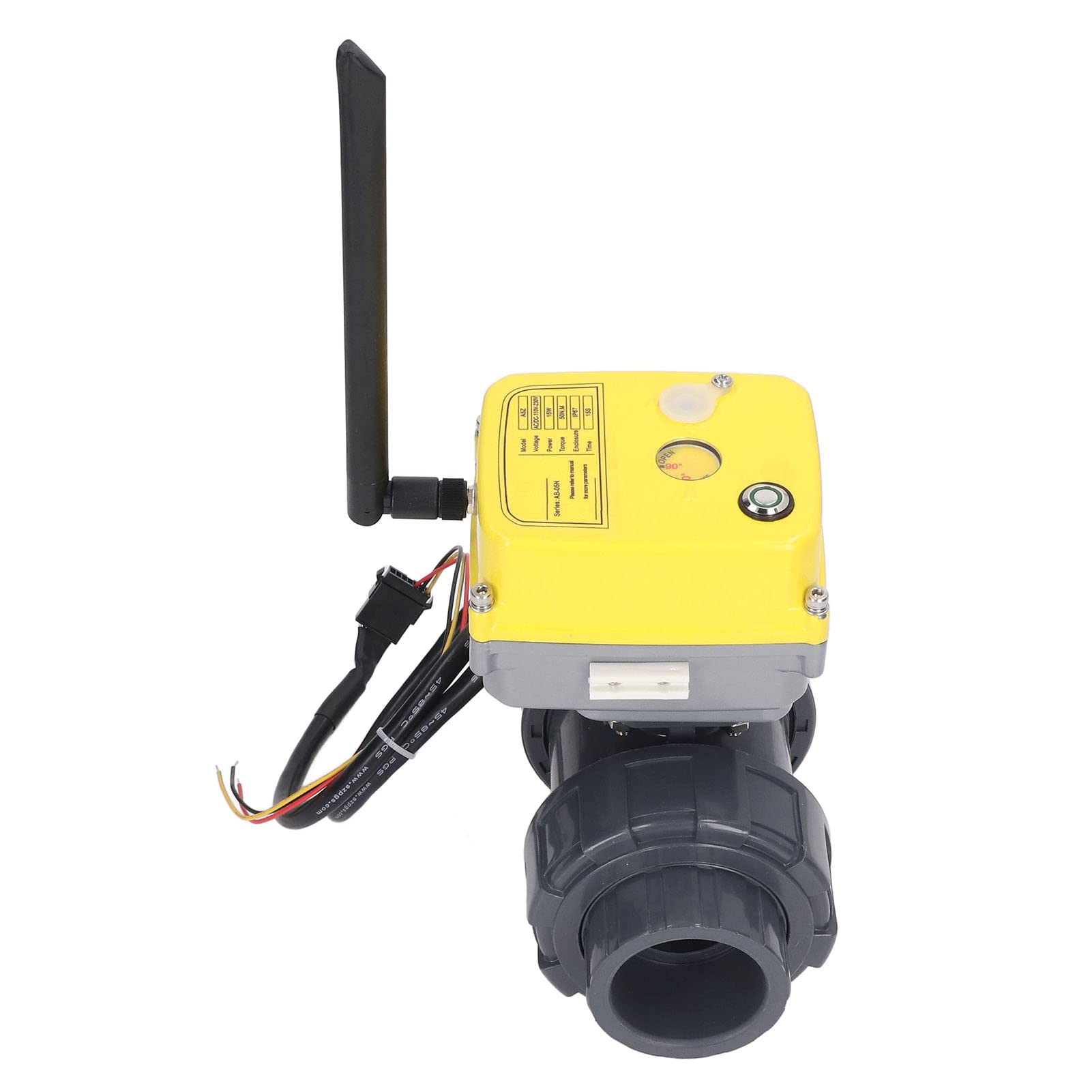 Fockety Válvula de Bola Eléctrica, WiFi IP67 Impermeable 50N.M Torsión App Control Remoto Válvula de Bola Motorizada Universal Monitoreo en Tiempo Real Controlador de Válvula Inteligente (DN40)