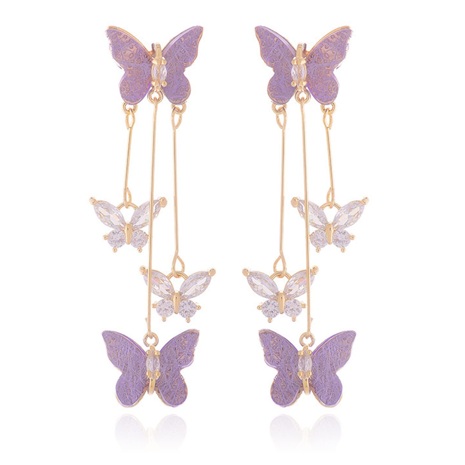 HUASAI Purple Butterfly Earrings for Women Teen Girl Gifts Trendy Stuff Crystal Zircon Butterfly Tassel Dangle Purple Earrings Wedding Jewelry Gifts Purple Dress Outfits, Cubic Zirconia (B0C4L4RKXP) Amazon Price History, Amazon Price Tracker