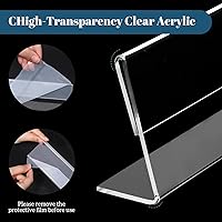 Vista 3 de SHENLIU Paquete de 12 placas de identificación acrílicas para escritorios, 2 x 8 pulgadas, transparente, horizontal, inclinado, soporte de placa
