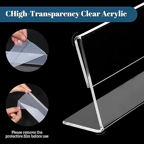 Miniatura 3 de SHENLIU Paquete de 12 placas de identificación acrílicas para escritorios, 2 x 8 pulgadas, transparente, horizontal, inclinado, soporte de placa