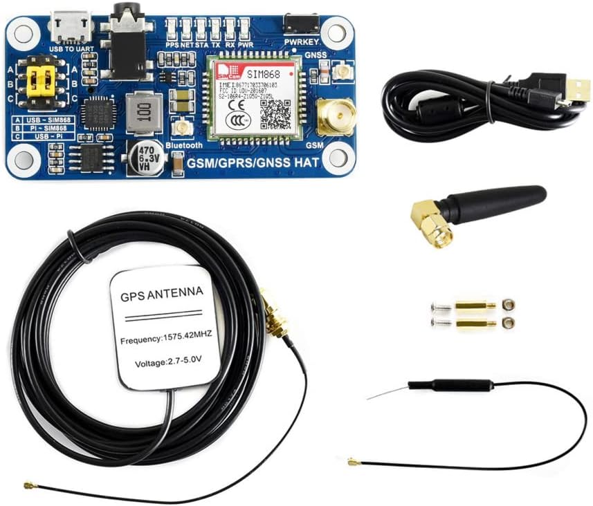 SIM868 GSM/GPRS/GNSS HAT, Compatible with Raspberry Pi, for Easily Realizing Functions Like Making Calls, Sending Text Messages, Wireless Internet Access, etc