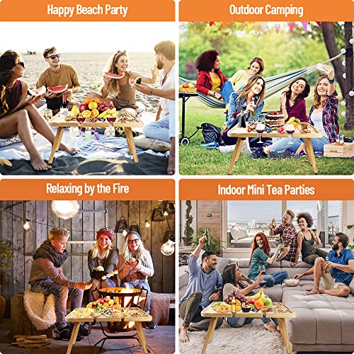 Cxshimi Updated Portable Picnic Table,Outdoor Wine Foldable Wooden Picnic Tables For Charcuterie,Cheese,Champagne,Snack For Romantic Dinners,Beach,Camping,Concerts At Park,Perfect For Gift #TOP5